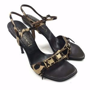 Casadei Leopard Stiletto Strappy Heel 9.5